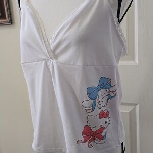 HELLO KITTY BRAND WOMEN'S JUNIOR SIZE WHITE TANK TOP SIZE LARGE
